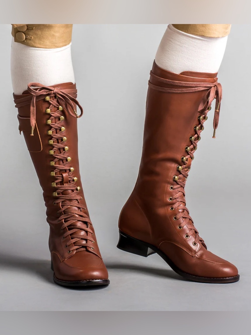 American Duchess “Bessie” Aviator Boots in Tan